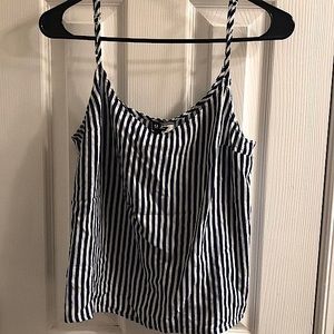 White & navy blue top